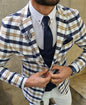 Men's Single-row Two-button Plaid Blazer - AFFORDABLE MARKET