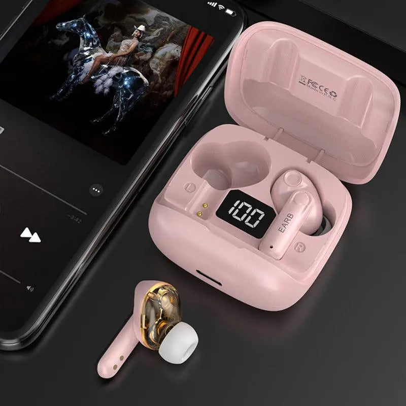 New Mini Transparent Wireless Bluetooth Headset Digital Display ENC Noise Reduction True Wireless Sports Music - AFFORDABLE MARKET