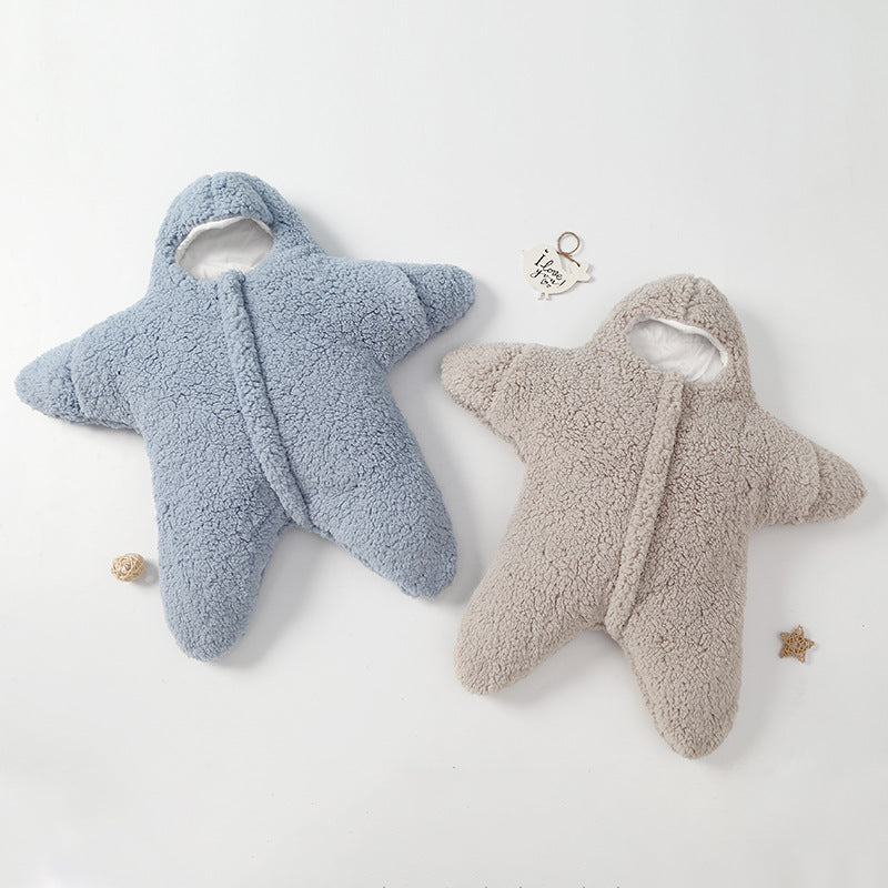 Baby Starfish Lamb Velvet Sleeping Bag Comfortable Newborn Baby Male And Female Baby Outing Winter Quilt Plus Cotton Thickening - AFFORDABLE MARKET