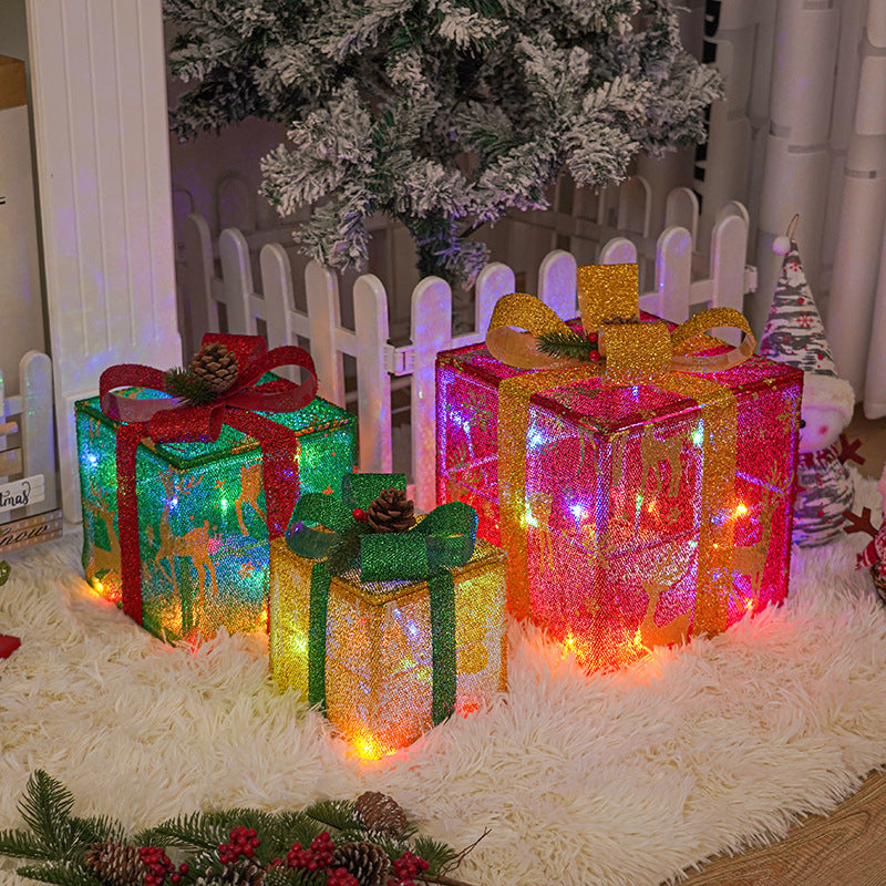 Christmas Lights Gift Box Three-piece Party Decoration Ornaments - AFFORDABLE MARKET