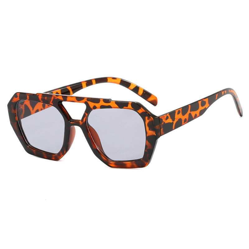 Big Frame Leopard Sunglasses Summer Sunshade Beach Vacation Glasses