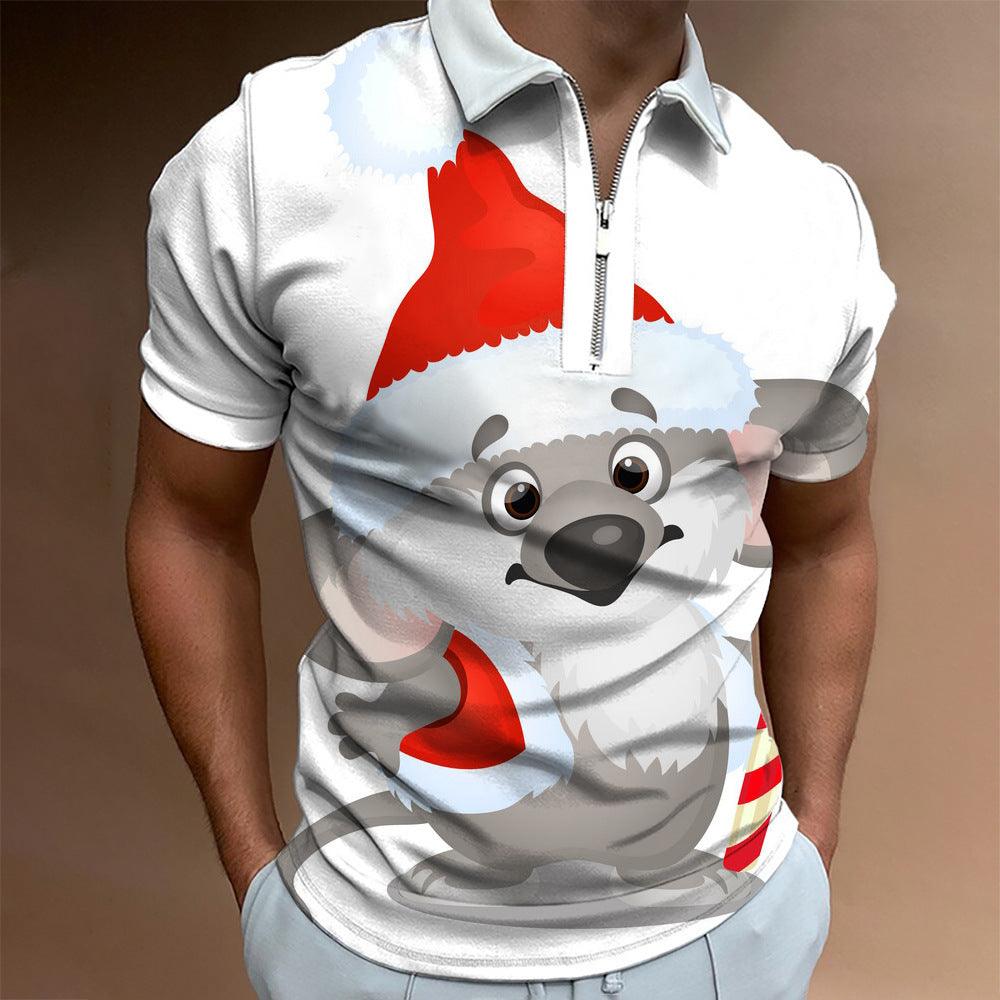 Christmas Series Lapel New Casual Short Sleeve - AFFORDABLE MARKET