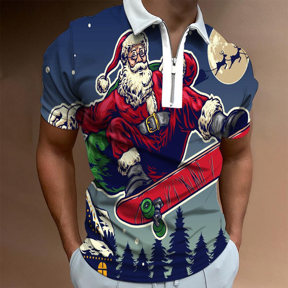 Christmas Series Lapel New Casual Short Sleeve - AFFORDABLE MARKET