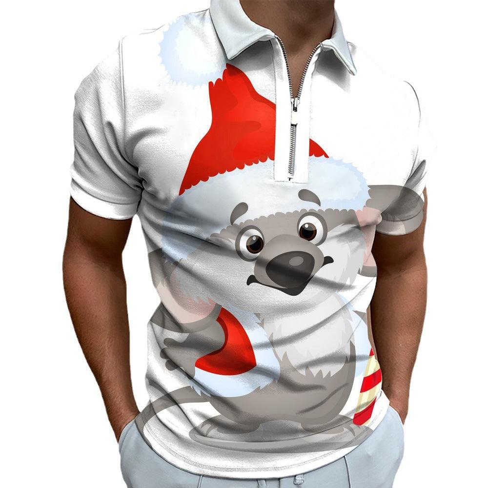 Christmas Series Lapel New Casual Short Sleeve - AFFORDABLE MARKET