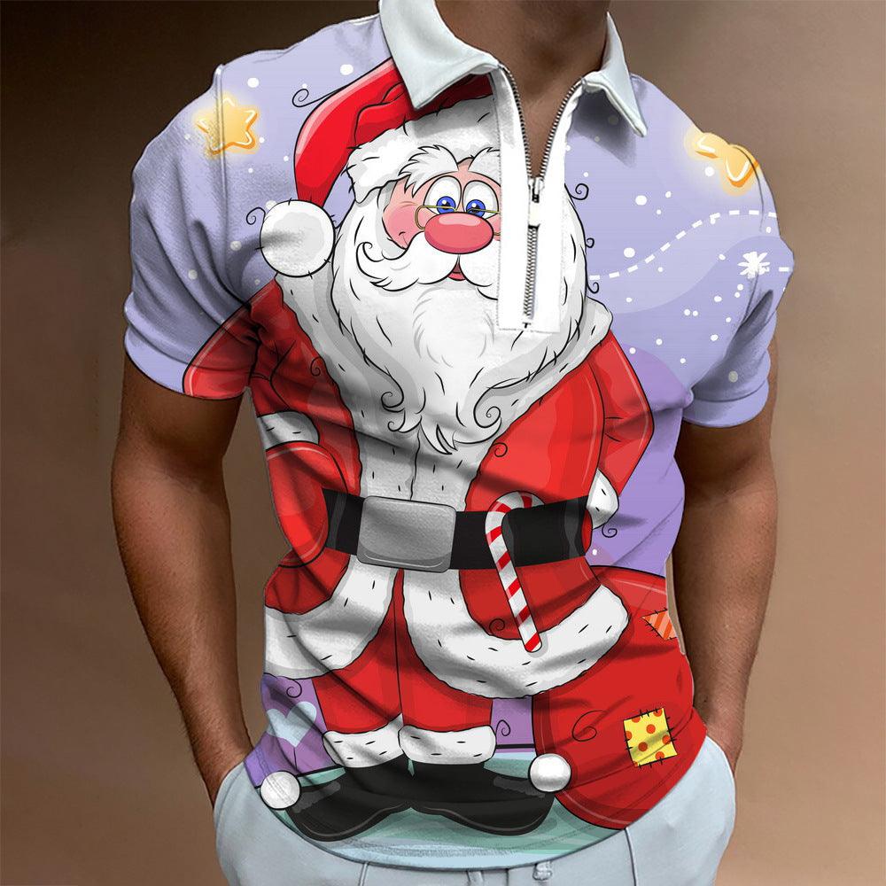 Christmas Series Lapel New Casual Short Sleeve - AFFORDABLE MARKET