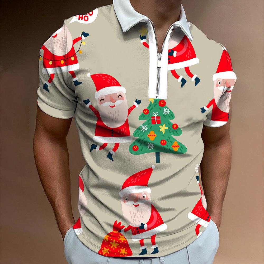 Christmas Series Lapel New Casual Short Sleeve - AFFORDABLE MARKET