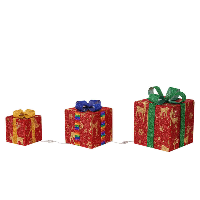 Christmas Lights Gift Box Three-piece Party Decoration Ornaments - AFFORDABLE MARKET