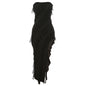 Summer Trendy Skinny Women's Fashion Tube Top Backless Split Tassel Dress Birthday Party Club Wear