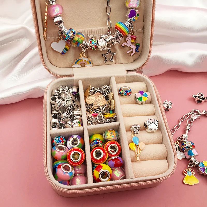 Charm Bracelet Making Kit for Girls,Gift Box 66 Pcs of Jewelry Making Kit for 6-12 Girls Birthday Christmas Gift