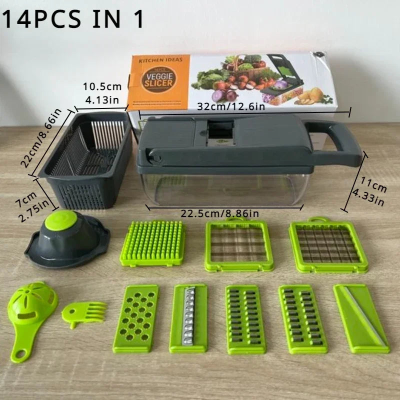 Multifunctional Vegetable Chopper Slicer Shredder with Basket