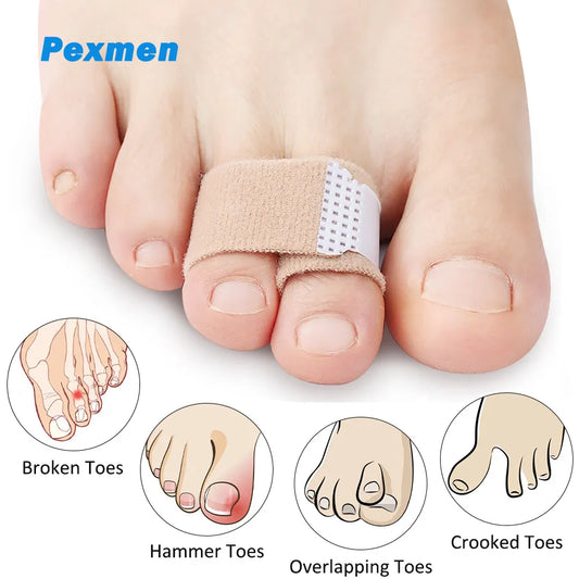 Pexmen 1/2/5/10Pcs Hammer Toe Straightener Toe Splints Cushions Bandages for Correcting Crooked & Overlapping Toes Protector