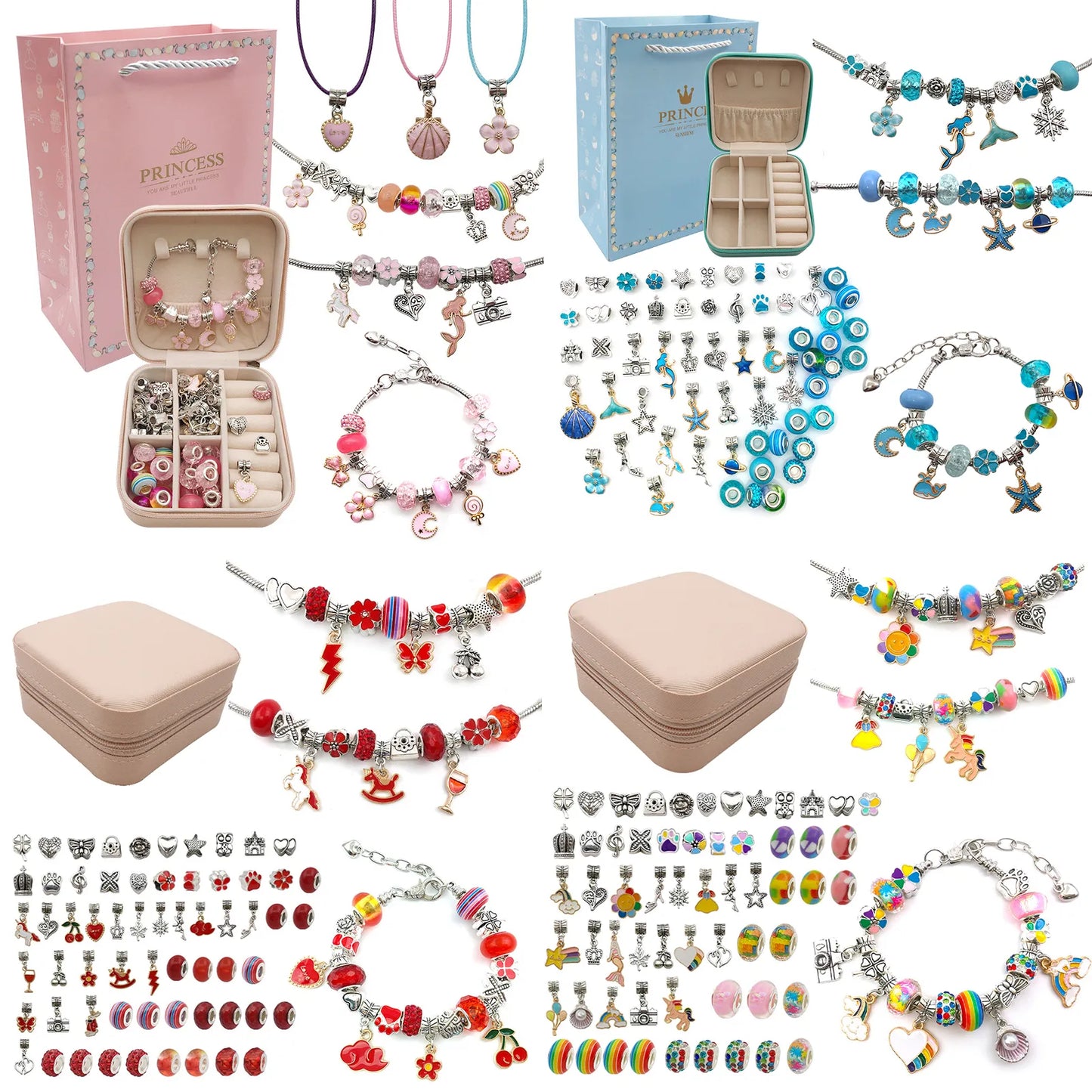 Charm Bracelet Making Kit for Girls,Gift Box 66 Pcs of Jewelry Making Kit for 6-12 Girls Birthday Christmas Gift