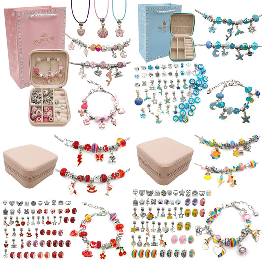 Charm Bracelet Making Kit for Girls,Gift Box 66 Pcs of Jewelry Making Kit for 6-12 Girls Birthday Christmas Gift