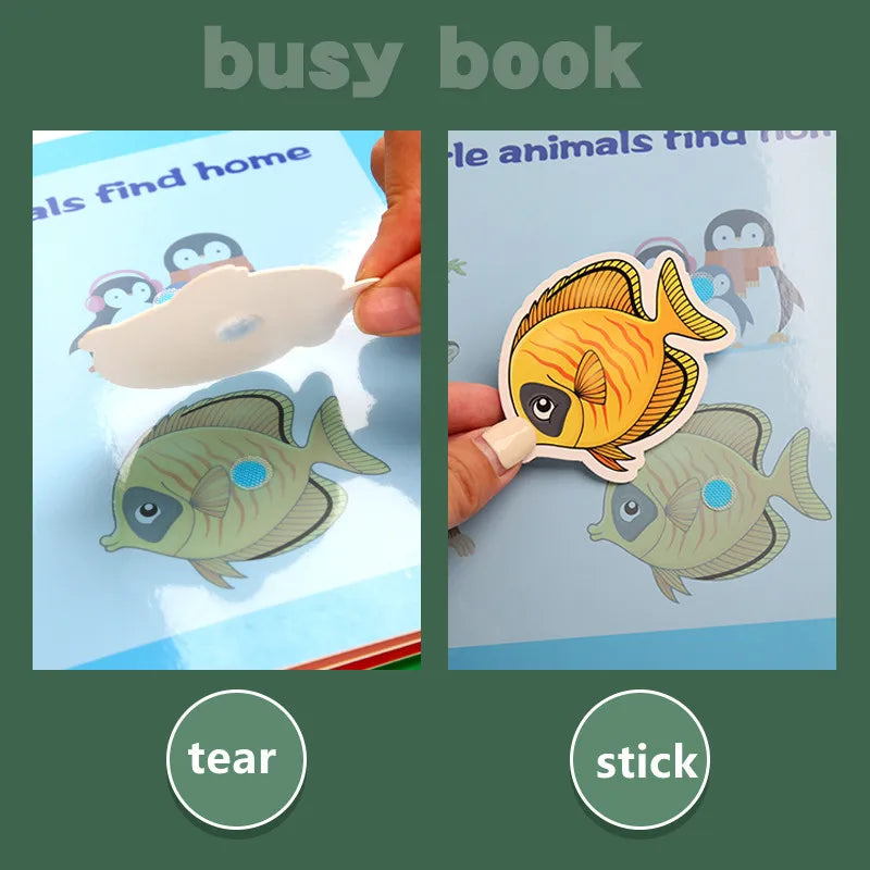 Stickers Magic Quiet Book Puzzle Game Repeated Card Paste Match Animal Cognition Baby Montessori Educational Toys for Kids Gifts