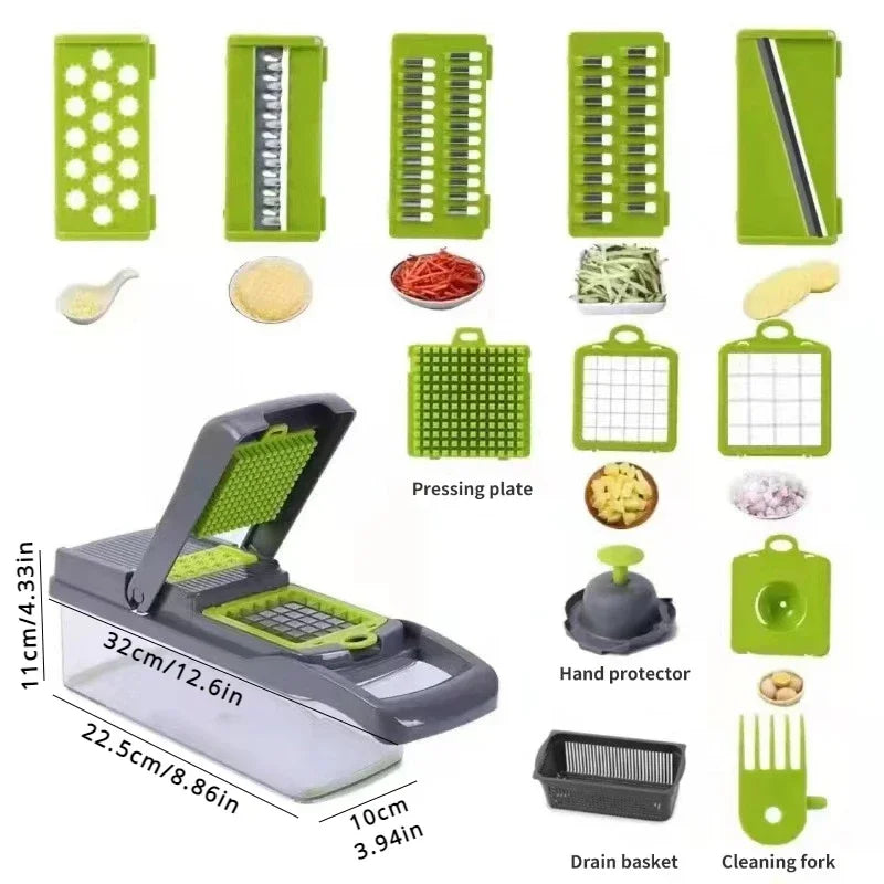 Multifunctional Vegetable Chopper Slicer Shredder with Basket