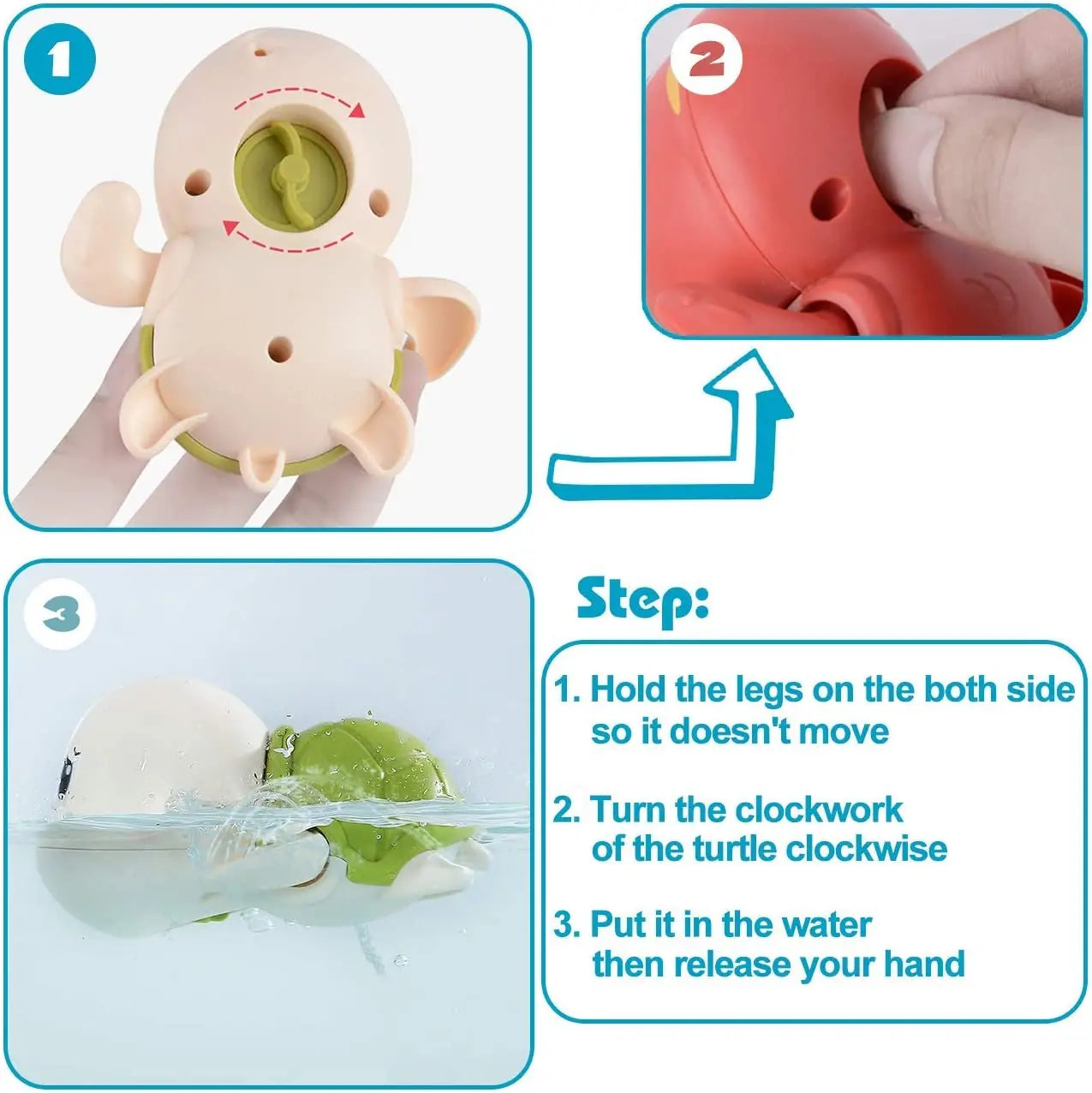 Baby Bath Toys Toddlers Bathing Cute Swimming Turtles Clockwork Play Water Baby Wind-up Toys for Kids Preschool Pool Toys