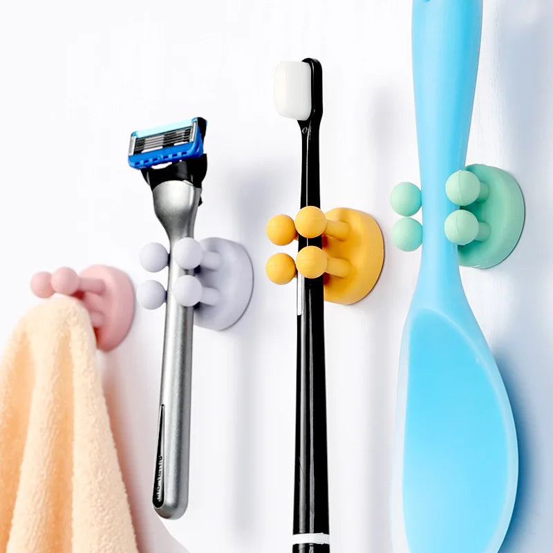 Silicone Toothbrush Razor Holders Hook, Towel Key Plug Holder Hangers