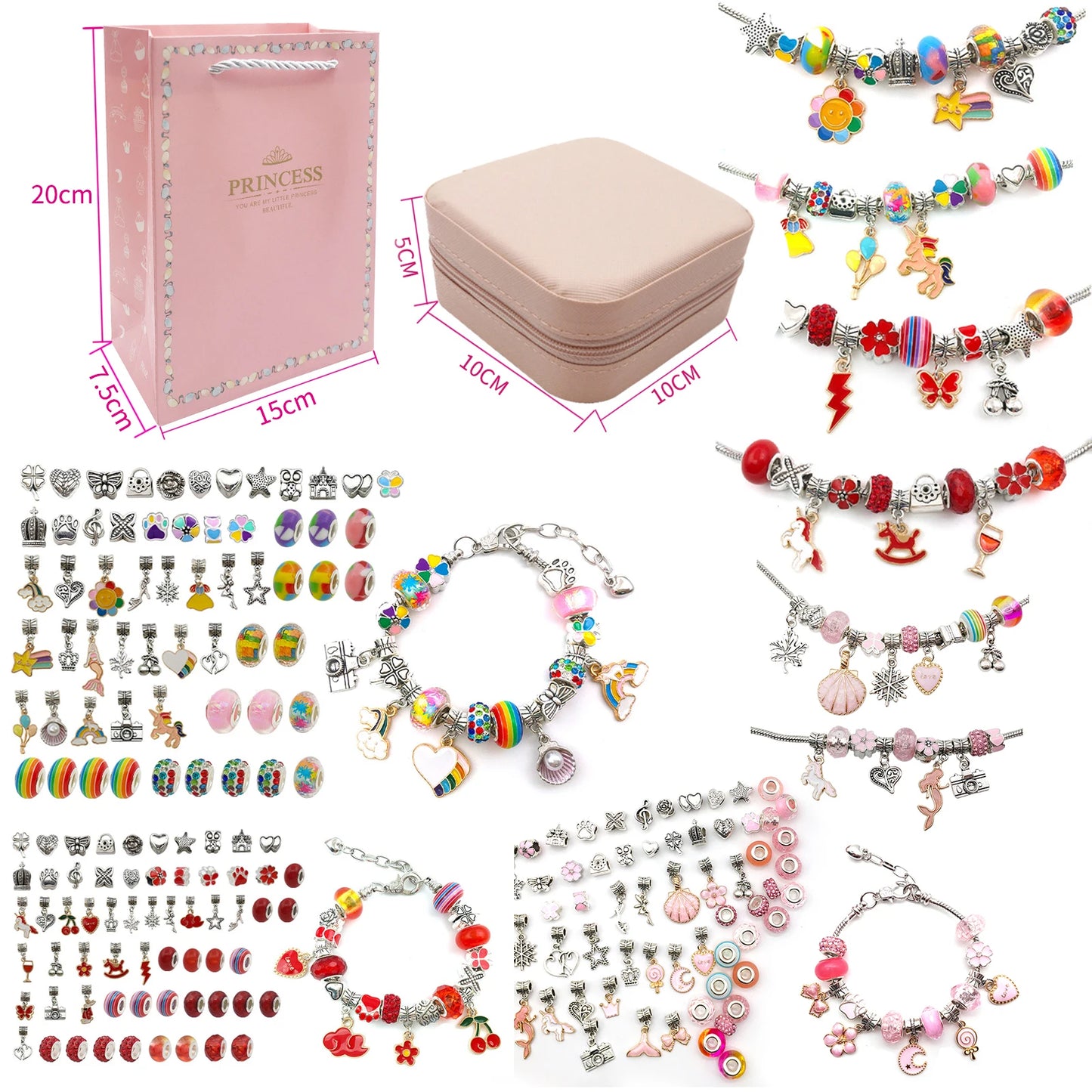 Charm Bracelet Making Kit for Girls,Gift Box 66 Pcs of Jewelry Making Kit for 6-12 Girls Birthday Christmas Gift