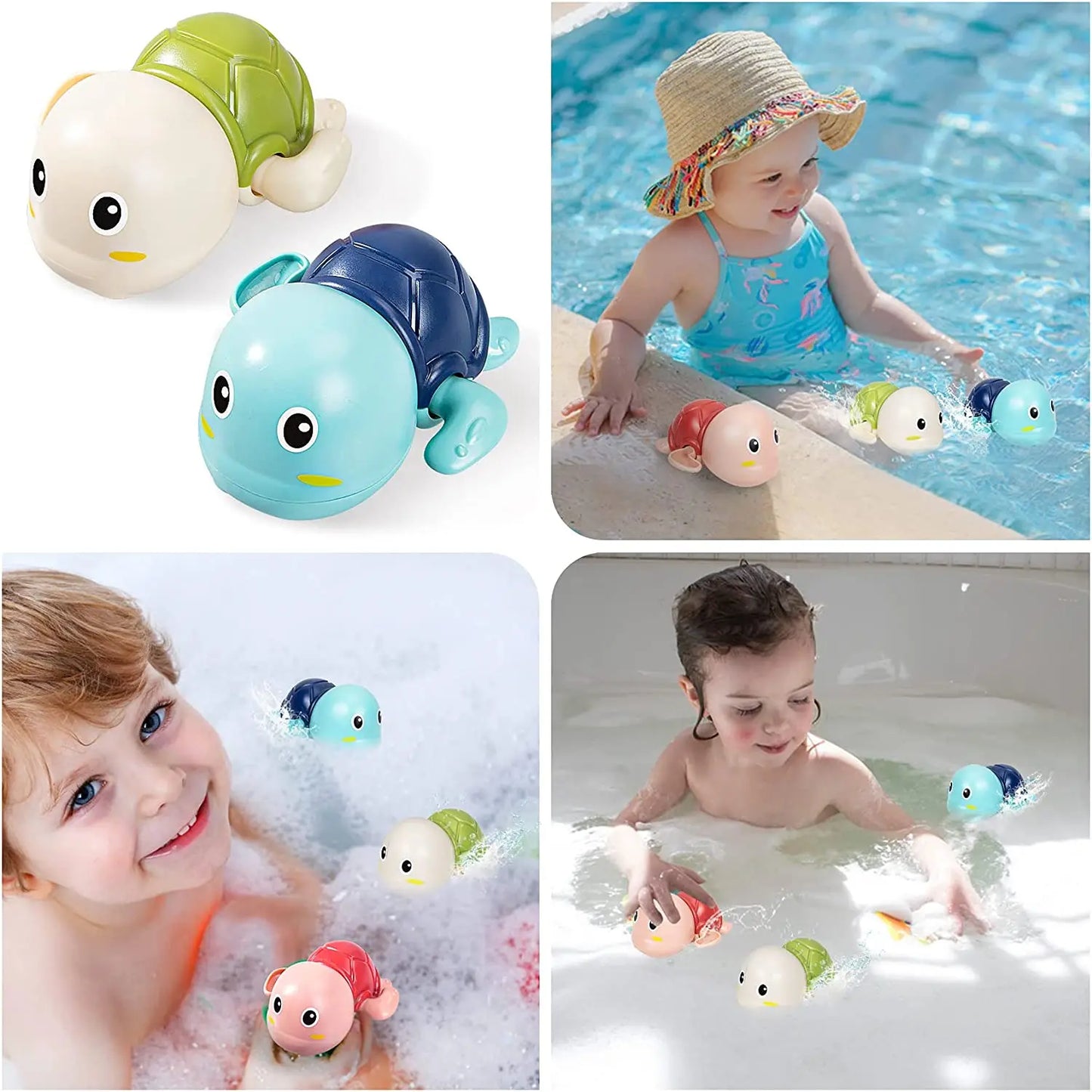 Baby Bath Toys Toddlers Bathing Cute Swimming Turtles Clockwork Play Water Baby Wind-up Toys for Kids Preschool Pool Toys