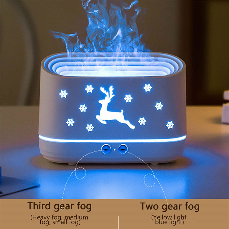 Elk Flame Humidifier Diffuser Mute Household Atmosphere Lamp Christmas Home Decorations - AFFORDABLE MARKET