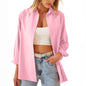 Women's Shirt Jacket Long Sleeve Blouse Button Down Tops Candy Color Shirt - AFFORDABLE MARKET