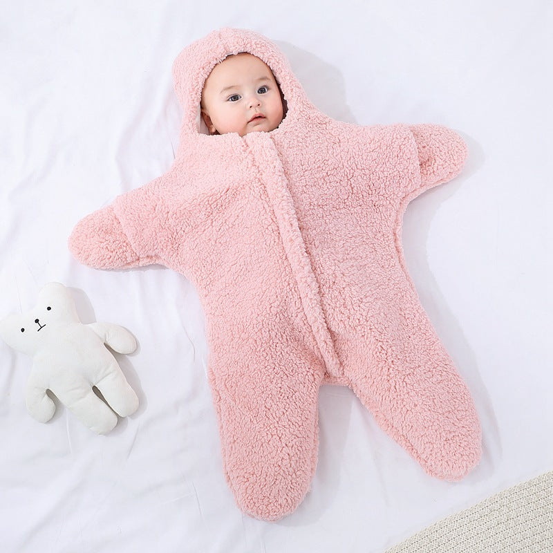 Baby Starfish Lamb Velvet Sleeping Bag Comfortable Newborn Baby Male And Female Baby Outing Winter Quilt Plus Cotton Thickening - AFFORDABLE MARKET