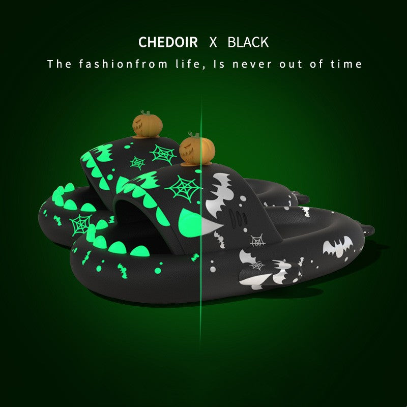 Halloween And Christmas Shoes Ins Luminous Shark Slippers Couple Men Women House Shoes Non-slip Bathroom Slippers Home - AFFORDABLE MARKET