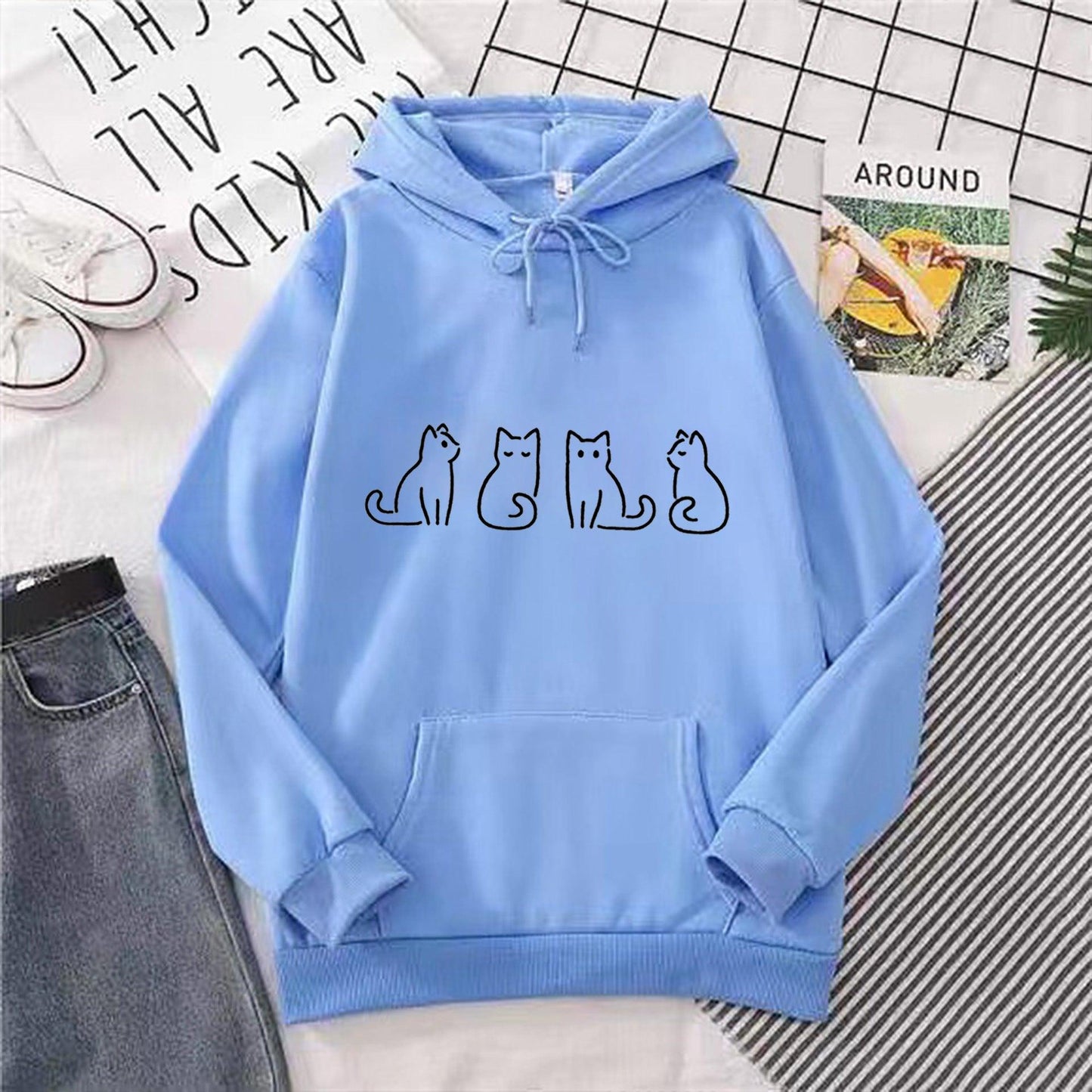 Hoodie Sweater Couple Loose Printed Top - AFFORDABLE MARKET