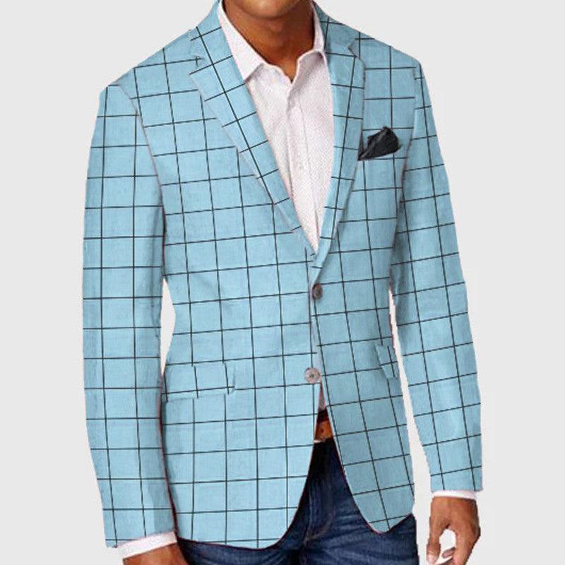 Men's Single-row Two-button Plaid Blazer - AFFORDABLE MARKET