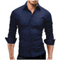 Men's Slim-fit Long-sleeved Solid Color Simple Formal Shirt - AFFORDABLE MARKET