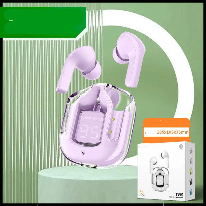 New Mini Transparent Wireless Bluetooth Headset Digital Display ENC Noise Reduction True Wireless Sports Music - AFFORDABLE MARKET