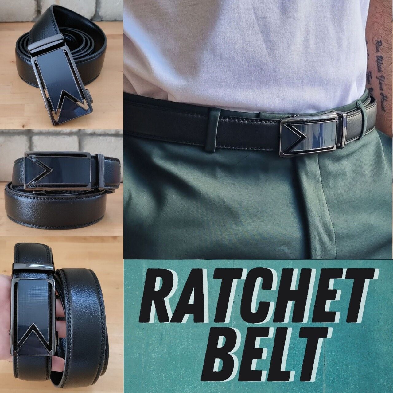 Microfiber Leather Mens Ratchet Belt Belts For Men Adjustable Automatic Buckle - AFFORDABLE MARKET