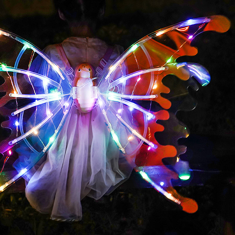 Girls Electrical Butterfly Wings With Lights Glowing Shiny Dress Up Moving Fairy Wings For Birthday Wedding Christmas Halloween - AFFORDABLE MARKET