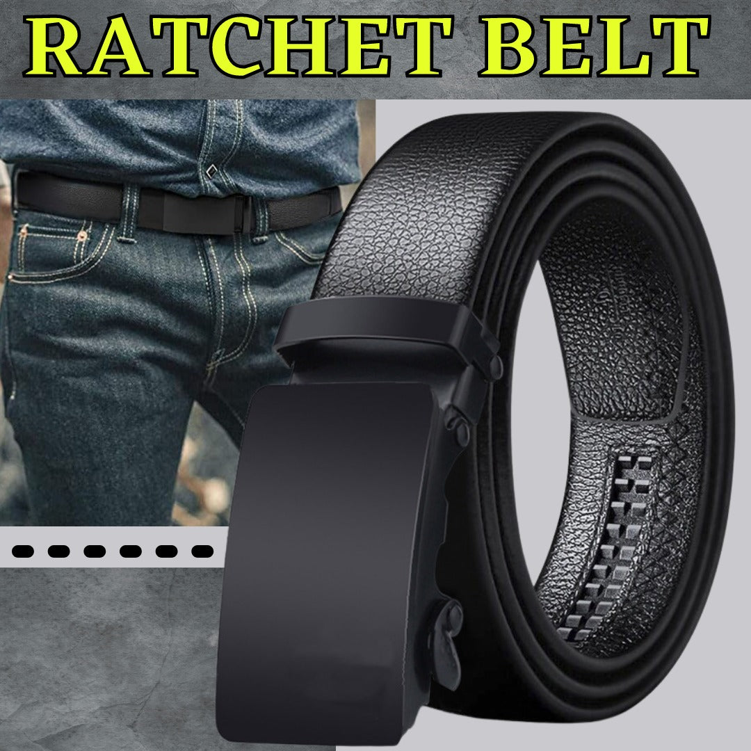 Microfiber Leather Mens Ratchet Belt Belts For Men Adjustable Automatic Buckle Black - AFFORDABLE MARKET