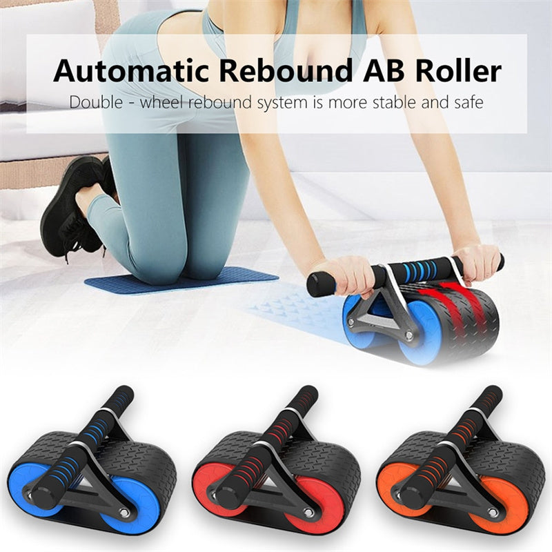 Double Wheel Abdominal Exerciser Women Men Automatic Rebound Ab Wheel Roller Waist Trainer Gym Sports Home Exercise Devices - AFFORDABLE MARKET