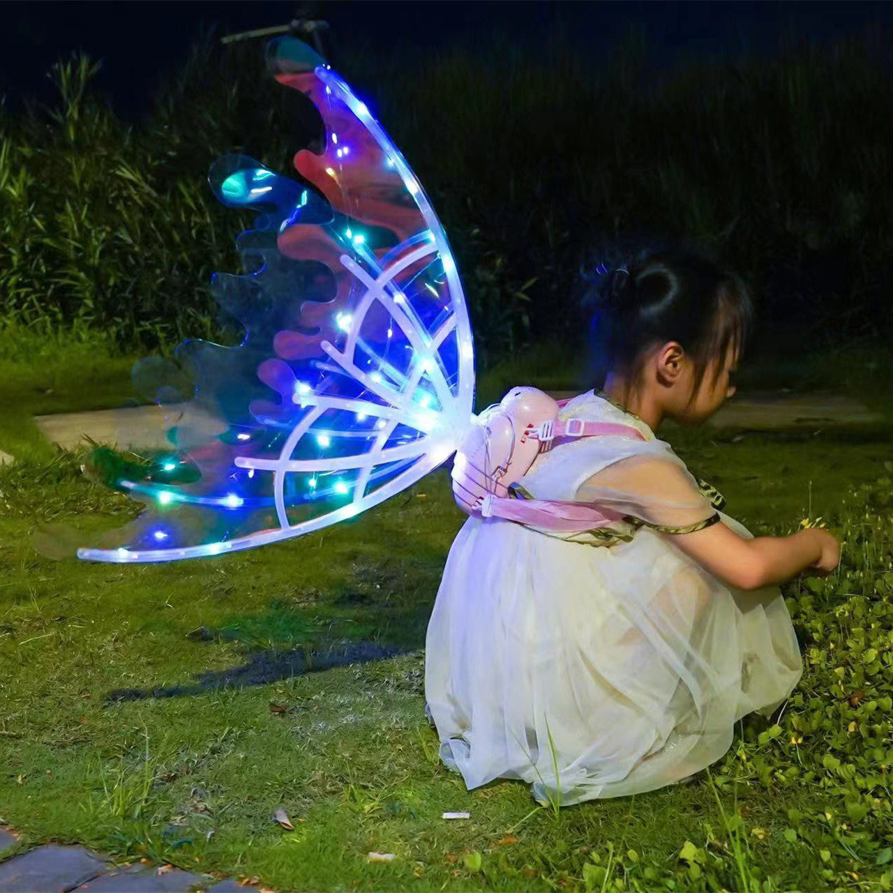 Girls Electrical Butterfly Wings With Lights Glowing Shiny Dress Up Moving Fairy Wings For Birthday Wedding Christmas Halloween - AFFORDABLE MARKET