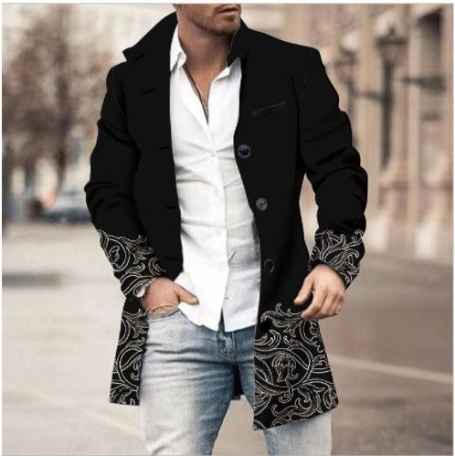 Men's Woolen Stand Collar Mid-length Casual Coat - AFFORDABLE MARKET