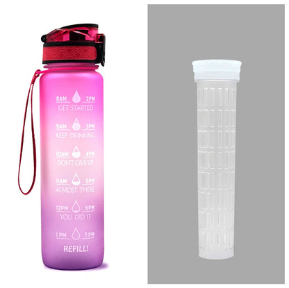 Tritan Water Bottle With Time Marker and Leakproof Cup