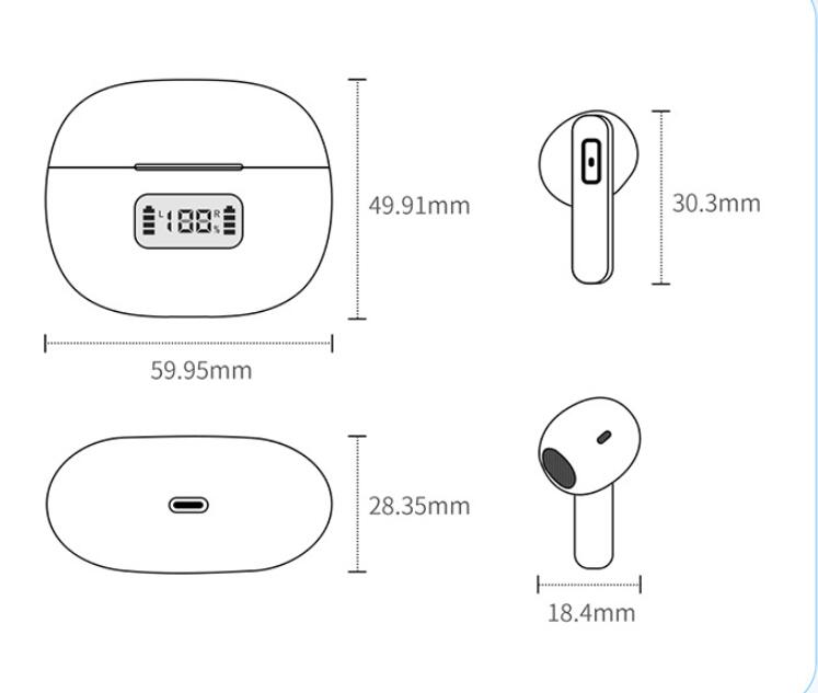 Bluetooth Headset Waterproof Digital Display Noise Reduction