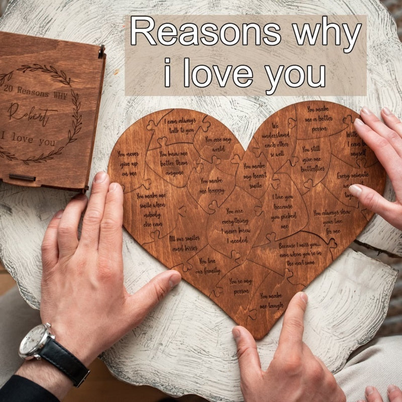 Wooden Heart Puzzle - Reasons Why I Love You