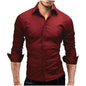 Men's Slim-fit Long-sleeved Solid Color Simple Formal Shirt - AFFORDABLE MARKET