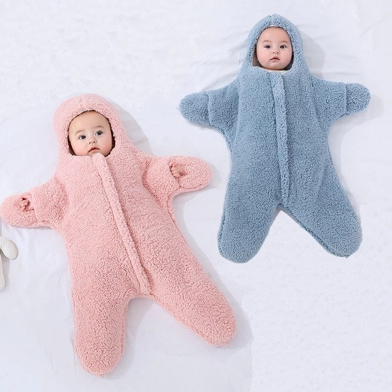 Baby Starfish Lamb Velvet Sleeping Bag Comfortable Newborn Baby Male And Female Baby Outing Winter Quilt Plus Cotton Thickening - AFFORDABLE MARKET