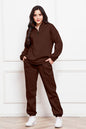 Half Zip Long Sleeve Sweatshirt and Pants Set - AFFORDABLE MARKET