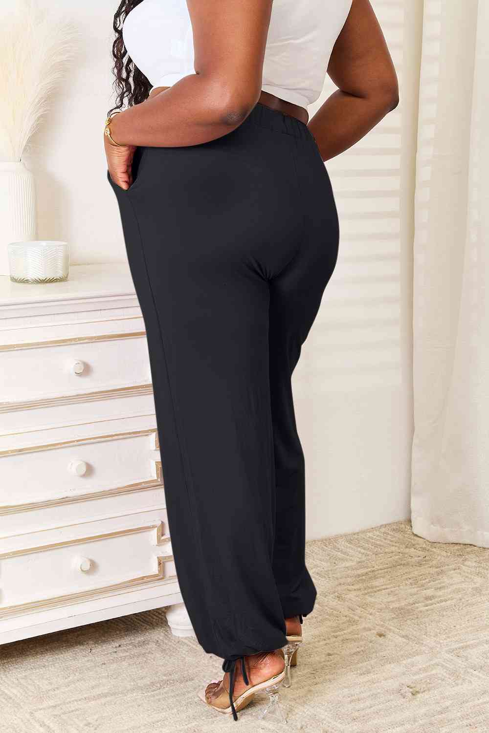 Basic Bae Full Size Soft Rayon Drawstring Waist Pants with Pockets - AFFORDABLE MARKET