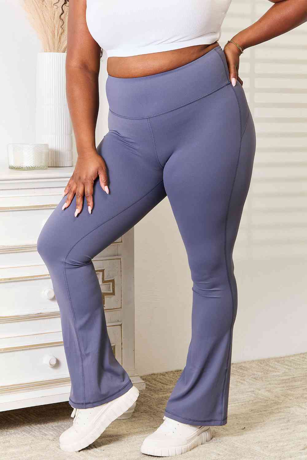 Basic Bae Wide Waistband Bootcut Sports Pants - AFFORDABLE MARKET