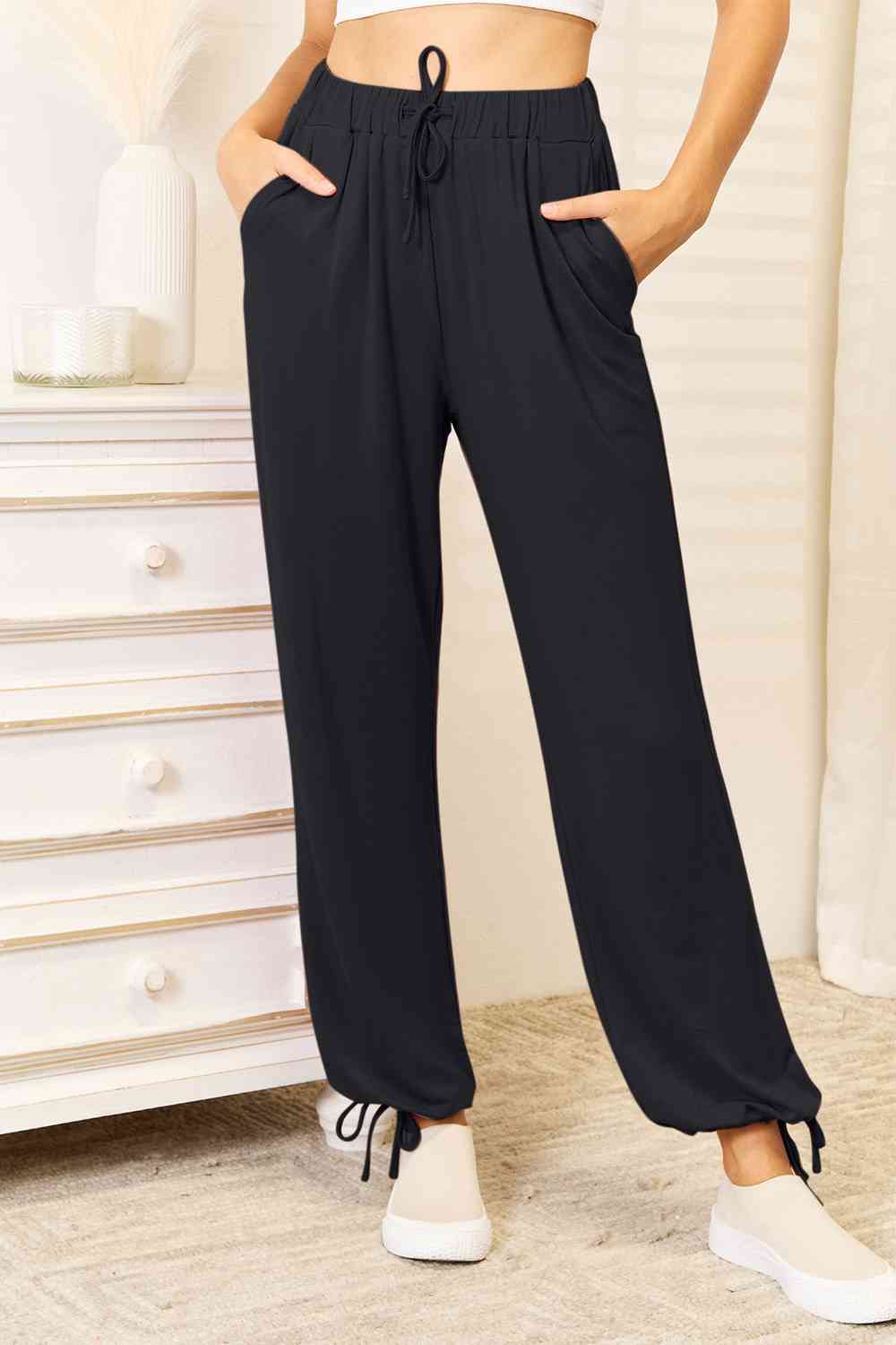 Basic Bae Full Size Soft Rayon Drawstring Waist Pants with Pockets - AFFORDABLE MARKET