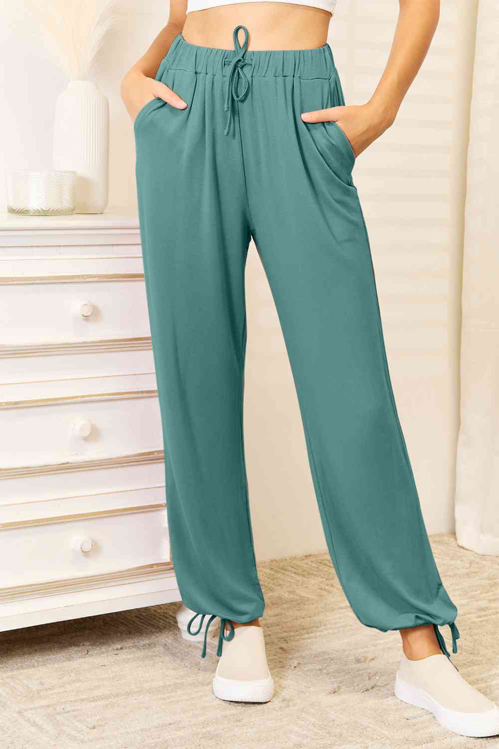 Basic Bae Full Size Soft Rayon Drawstring Waist Pants with Pockets - AFFORDABLE MARKET