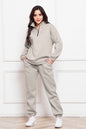 Half Zip Long Sleeve Sweatshirt and Pants Set - AFFORDABLE MARKET