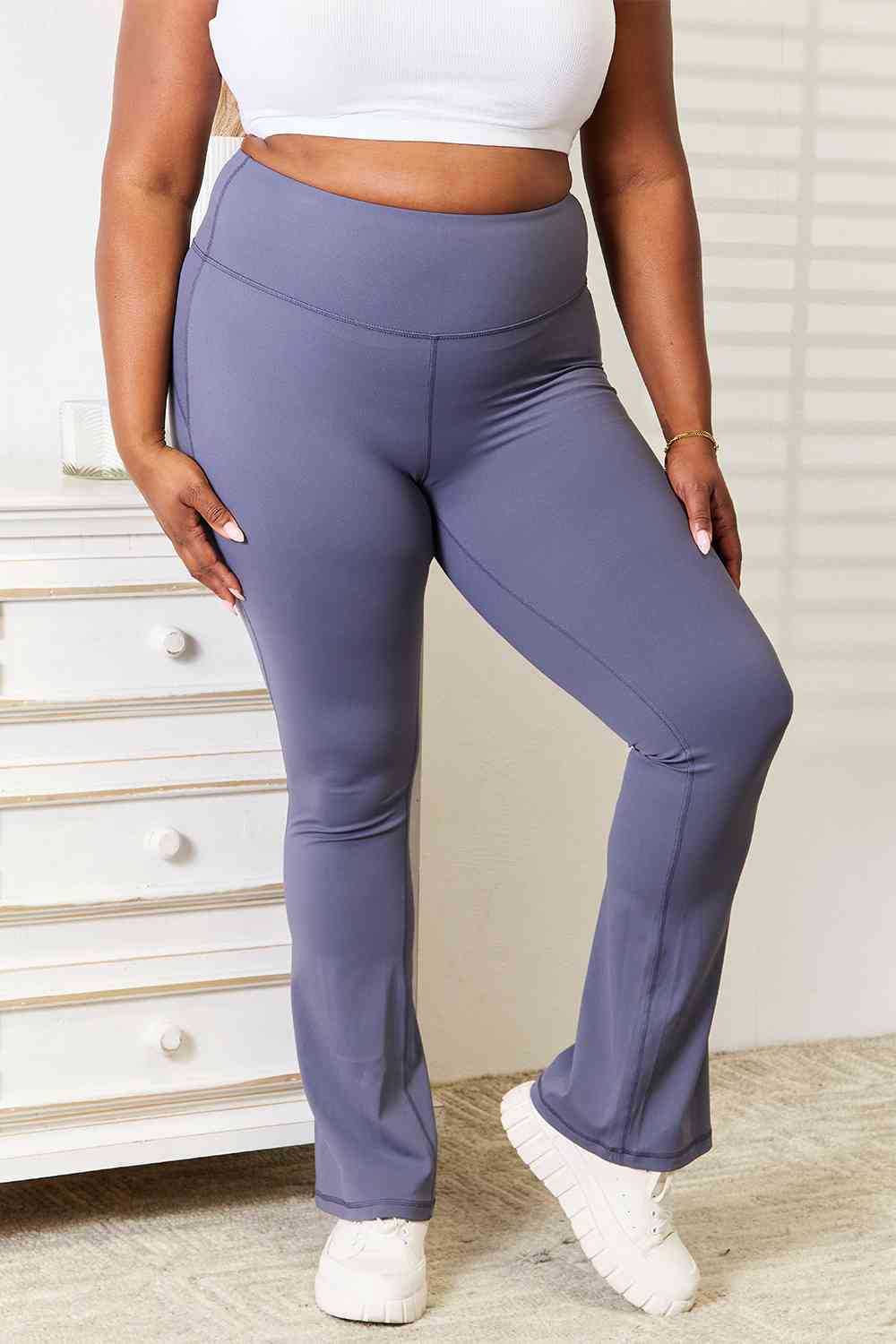 Basic Bae Wide Waistband Bootcut Sports Pants - AFFORDABLE MARKET