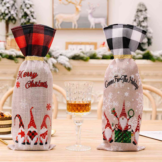 2-Piece Christmas Plaid Wine Bottle Covers - AFFORDABLE MARKET